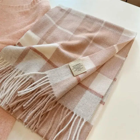 High Quality 100% Wool Scarf Men Female Fashion Classic Soft Cashmere Muffler Women Warm Thermal Shawl Outside Autumn Winter Men