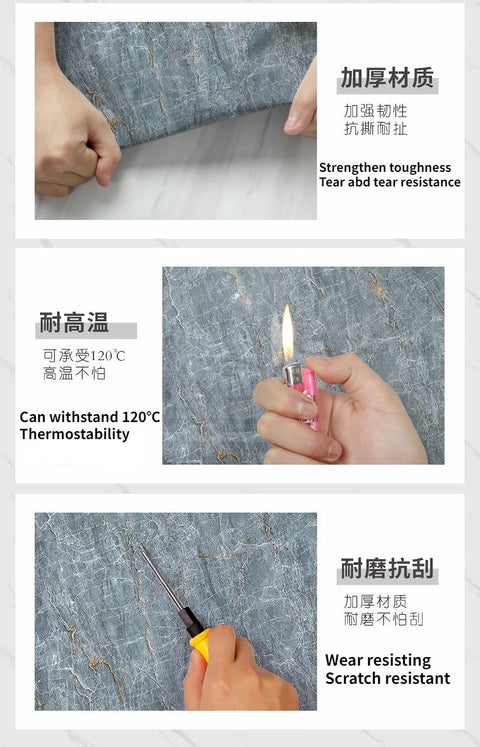 10M x 80CM Marble Self Adhesive Wallpaper Waterproof Oil Proof Kitchen Stickers Thermostability Decorative Film Home Decor