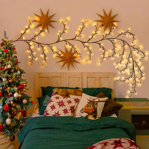 72/96 LEDS USB Willow Vine Branch Lights 8 Modes Warm White Light for Wall Room Kitchen Coffee Shop Christmas Halloween Decor