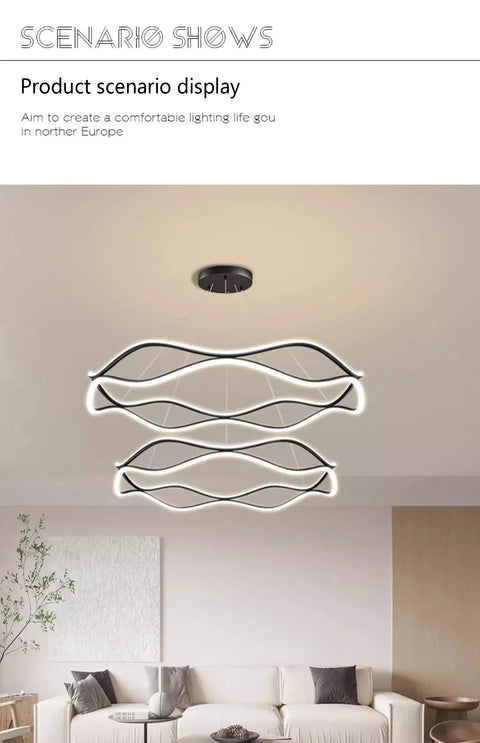 Modern Minimalist Restaurant Chandelier Nordic Luxury Living Room LED Ceiling Lamps Home Decor Designer Bedroom Hanging Lights