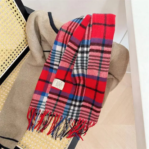 High Quality 100% Wool Scarf Men Female Fashion Classic Soft Cashmere Muffler Women Warm Thermal Shawl Outside Autumn Winter Men