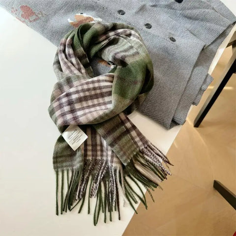 High Quality 100% Wool Scarf Men Female Fashion Classic Soft Cashmere Muffler Women Warm Thermal Shawl Outside Autumn Winter Men