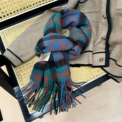 High Quality 100% Wool Scarf Men Female Fashion Classic Soft Cashmere Muffler Women Warm Thermal Shawl Outside Autumn Winter Men