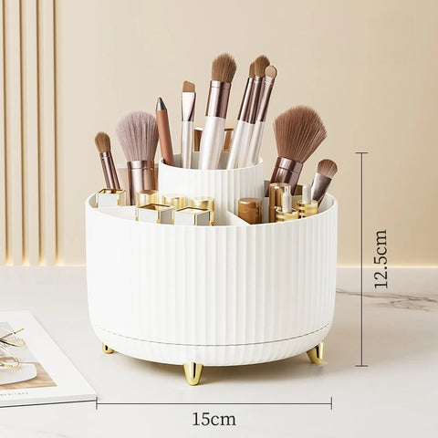 Rotating Makeup Brush Organizer 360 Degree Spinning Storage Box Cosmetic Brush Holder Desktop Organizer Pen Pencil Container
