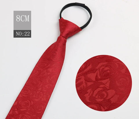 2023 New 8cm Width Pre-tied Zipper Neck Tie Striped Polka Dots Neckties For Men Corbatas Gravata Slim Suits Jacquard Cravat Tie