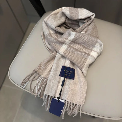 New Fashion Design Pure Wool Plaid Women Men Scarf British Classic Warm Couple Scarves High Quality Multicolored Tassel Muffler