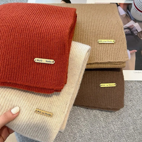 Winter Cashmere Blend Scarf Women Warm Thicken Luxury Shawl Wraps Female Warm Thick Wool Neckerchief Blankets Women Solid Colors