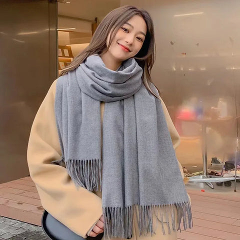 New Black Scarf Cashmere Woman Wool Ladies Scarf Warm Checkered Scarf Women's Winter Scarves Autumn XWJ07