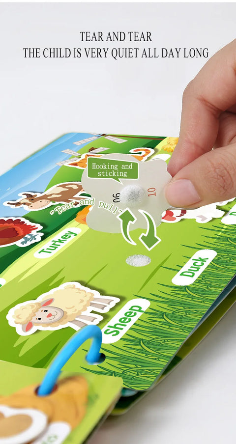 Busy Book for Toddlers Ages 2-6 Quiet Book Preschool Learning Activity Reusable Sticker & Velcro Matching Montessori Fine Mot