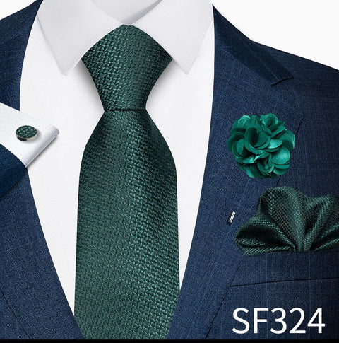 Wholesales Fashion 8 cm Tie Set Necktie Pocket Squares Cufflink Pin Set Purple Paisley Men Gravatas Fit Birthday Gift