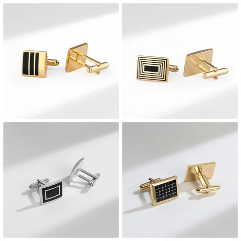 1Pair Square Man Shirt Cufflinks Copper Tie Clips & Cufflinks For Mens Luxury Wedding Guests Gifts Fashion Jewelry Men Cuffs