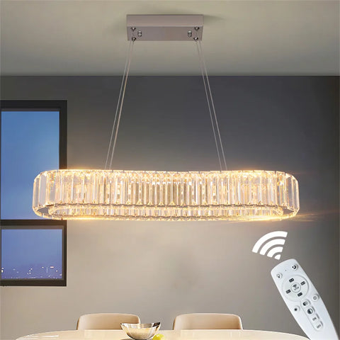 Modern Crystal Rings Led Chandelier Indoor Luxury Ceiling Lamp Dimming And Remote Control Pendan Lighting Chrome Lustre Fixtures