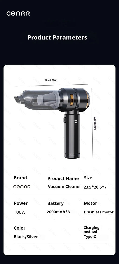 CENRR 998000PA Car Vacuum Cleaner Powerful Portable HandHeld Vacuum Cleaner For Car Wireless Cleaner Robot Car Accessories
