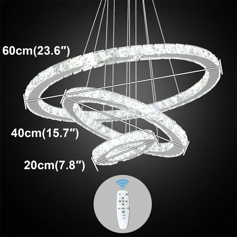 Modern Crystal Rings Led Chandelier Indoor Luxury Ceiling Lamp Dimming And Remote Control Pendan Lighting Chrome Lustre Fixtures