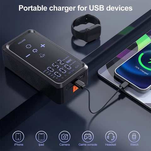 Car Jump Starter Air Pump Power Bank Lighting Portable Air Compressor 4 In 1 Cars Battery Starters Starting Auto Tyre Inflator