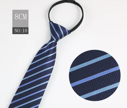 2023 New 8cm Width Pre-tied Zipper Neck Tie Striped Polka Dots Neckties For Men Corbatas Gravata Slim Suits Jacquard Cravat Tie
