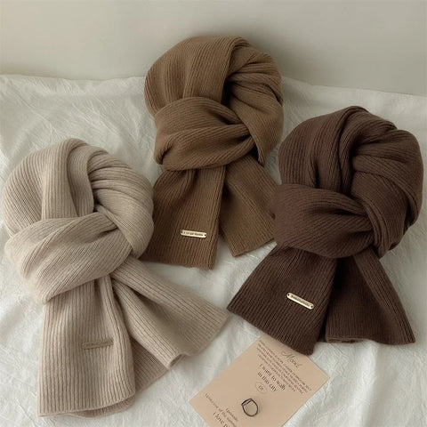 Winter Cashmere Blend Scarf Women Warm Thicken Luxury Shawl Wraps Female Warm Thick Wool Neckerchief Blankets Women Solid Colors