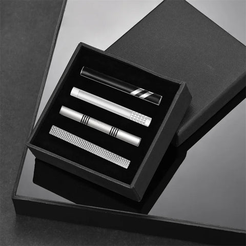 Tie Clip For Men Business Party Minimalist Tie Clips And Cufflinks To Man Shirt Gift Box Jewelry Men's Cuff Man Fashion Lawyer