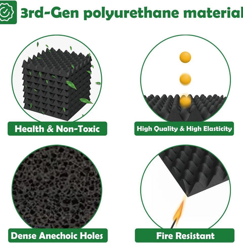 Cloududa 30x30x5cm 24pcs Studio Acoustic Foam Soundproof Effective Wedge Tiles Sound Insulation Absorption Treatment Panels