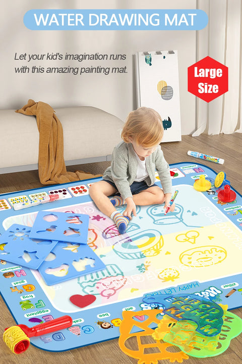 100x80CM Magic Water Drawing Doodle Mat With Reusable Magic Pens Coloring Painting Board Montessori Educational Toys Kids Gifts