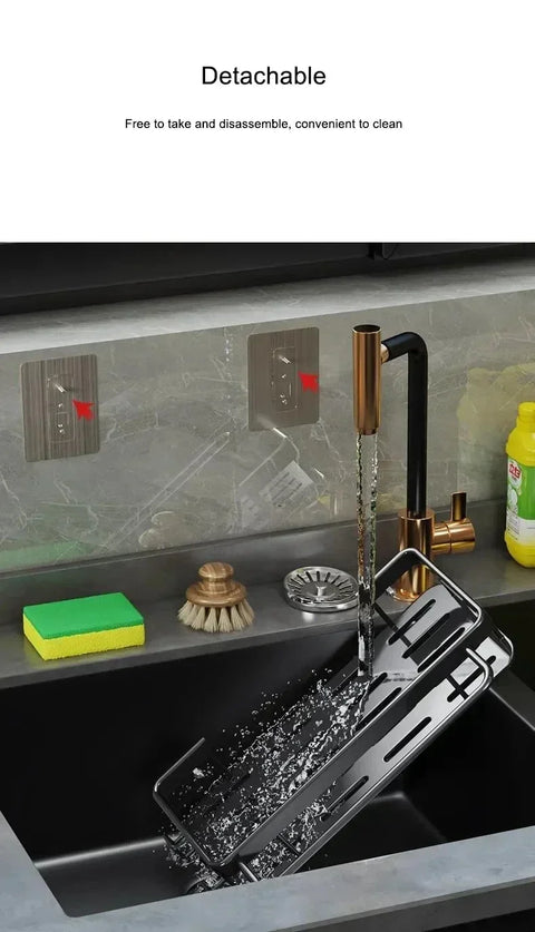 Aluminum Kitchen Sink Tray Suction Cup Wall-mounted Drain Storage and Organization With Rack Ready-to-attach Accessories Cabinet