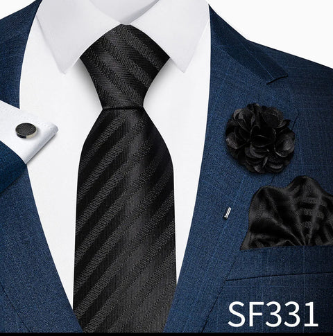 Wholesales Fashion 8 cm Tie Set Necktie Pocket Squares Cufflink Pin Set Purple Paisley Men Gravatas Fit Birthday Gift