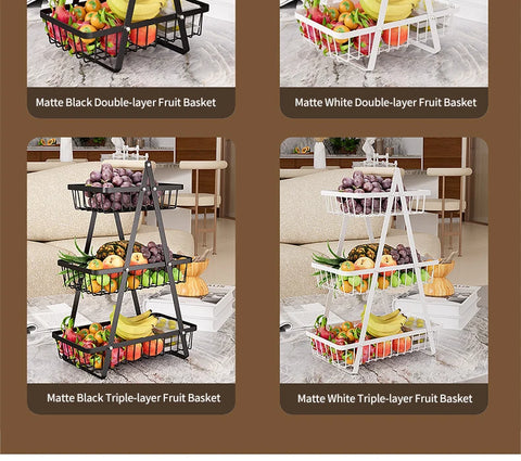 Multifunctional 2-Layers 3-Layers Fruit Basket Kitchen Living Room Dry Fruit Snacks Storage Rack Foldable Storage Save Space
