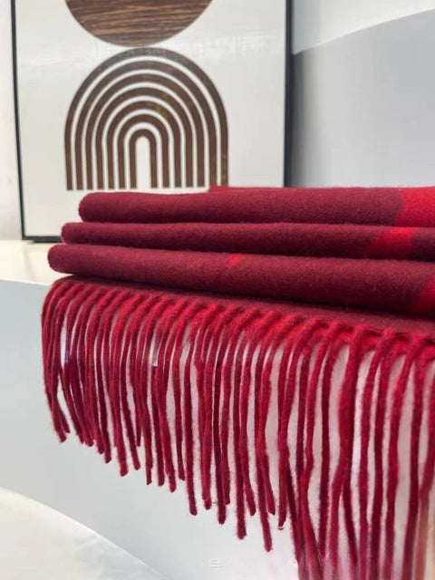 Cashmere Black-Gray Milk Tea Color Double-Faced Scarf Long Women's Luxury Wool Shawl Gradient Scarf