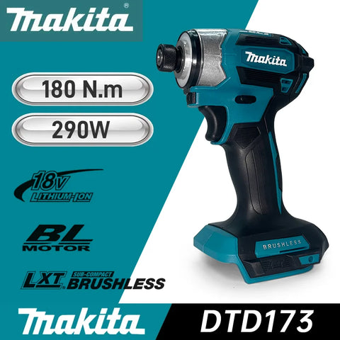 Makita DTD173 1800rpm Brushless Electric screwdriver Impact Driver 180Nm  Electric Drill Wood/Bolt/T-Mode For Makita 18V Battery