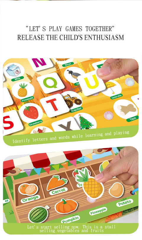 Busy Book for Toddlers Ages 2-6 Quiet Book Preschool Learning Activity Reusable Sticker & Velcro Matching Montessori Fine Mot