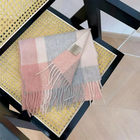 High Quality 100% Wool Scarf Men Female Fashion Classic Soft Cashmere Muffler Women Warm Thermal Shawl Outside Autumn Winter Men