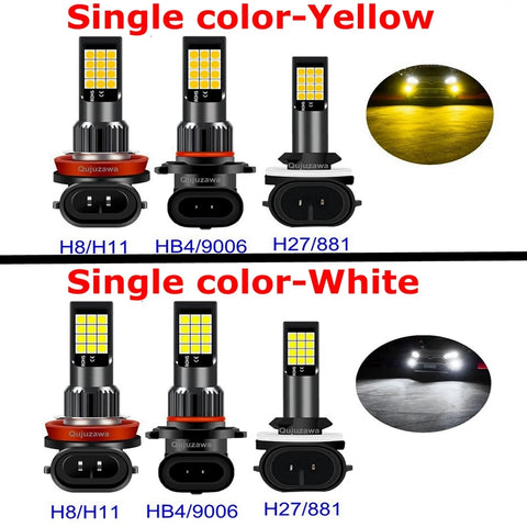 2Pcs Dual Colors H11 H8 9006 HB4 881 H27 High Quality 3030 LED Auto Fog Lamp Car Anti Fog Light Bulb Foglamps Yellow White 12V