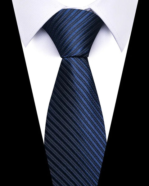 High-quality Wedding Ties For Men Fashion New Style Blue Strip Print Neckties Daily Office Apparel Accessories Gift For Man