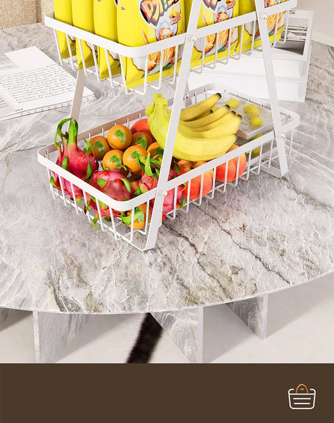 Multifunctional 2-Layers 3-Layers Fruit Basket Kitchen Living Room Dry Fruit Snacks Storage Rack Foldable Storage Save Space