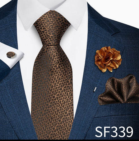 Wholesales Fashion 8 cm Tie Set Necktie Pocket Squares Cufflink Pin Set Purple Paisley Men Gravatas Fit Birthday Gift