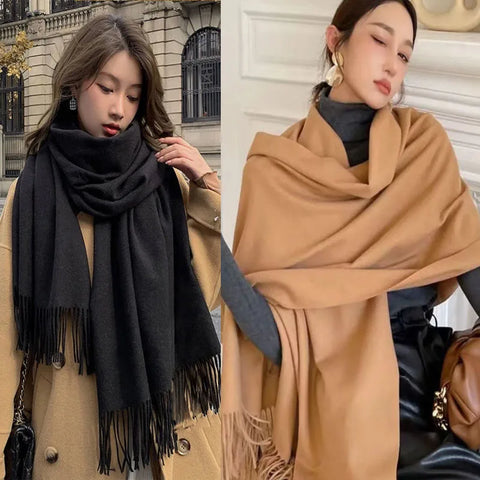 New Black Scarf Cashmere Woman Wool Ladies Scarf Warm Checkered Scarf Women's Winter Scarves Autumn XWJ07