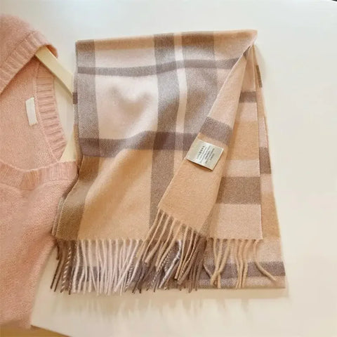 High Quality 100% Wool Scarf Men Female Fashion Classic Soft Cashmere Muffler Women Warm Thermal Shawl Outside Autumn Winter Men