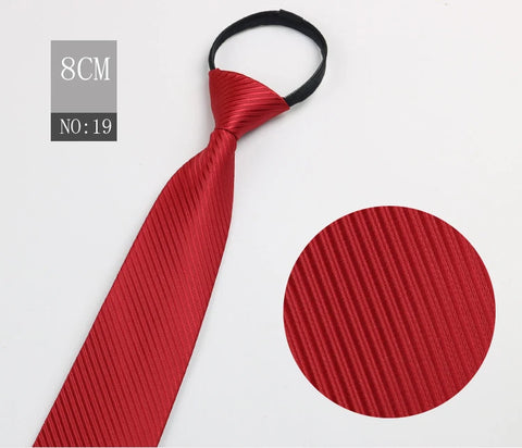 2023 New 8cm Width Pre-tied Zipper Neck Tie Striped Polka Dots Neckties For Men Corbatas Gravata Slim Suits Jacquard Cravat Tie