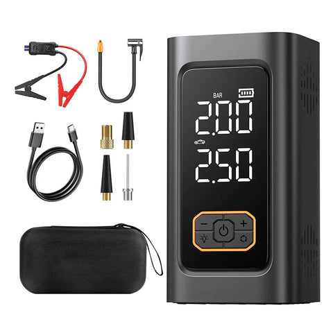 Car Jump Starter Air Pump Power Bank Lighting Portable Air Compressor 4 In 1 Cars Battery Starters Starting Auto Tyre Inflator