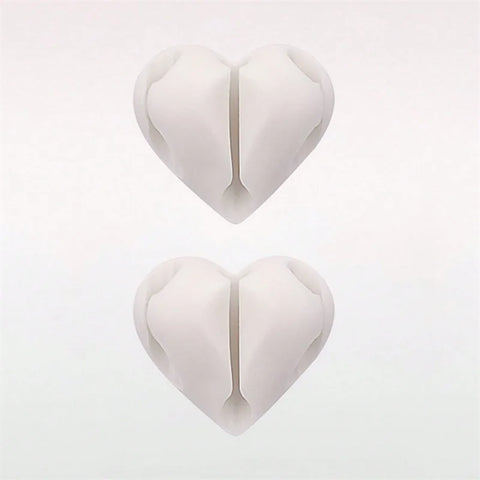 2pcs Heart-Shaped Mini Cable Winder Organizer USB Charging Cable Clips Desk Tidy Organiser Holder Protectors in Home Office Car