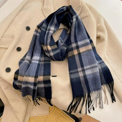 High Quality 100% Wool Scarf Men Female Fashion Classic Soft Cashmere Muffler Women Warm Thermal Shawl Outside Autumn Winter Men