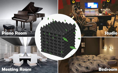 Cloududa 30x30x5cm 24pcs Studio Acoustic Foam Soundproof Effective Wedge Tiles Sound Insulation Absorption Treatment Panels