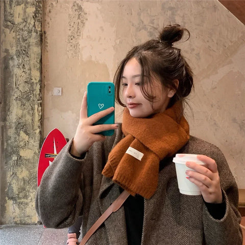 Winter Cashmere Blend Scarf Women Warm Thicken Luxury Shawl Wraps Female Warm Thick Wool Neckerchief Blankets Women Solid Colors