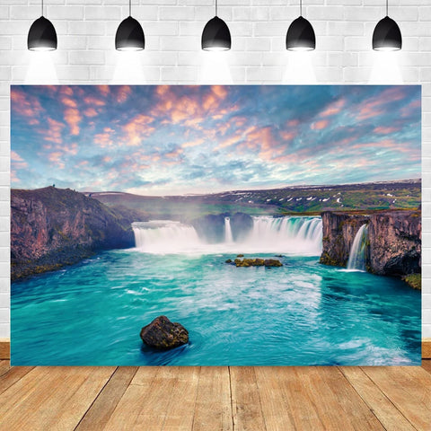 Nature Scenery Waterfall Mountain Water Backdrop Spring Landscape Window Summer Forest Jungle Background Photography Banner Prop