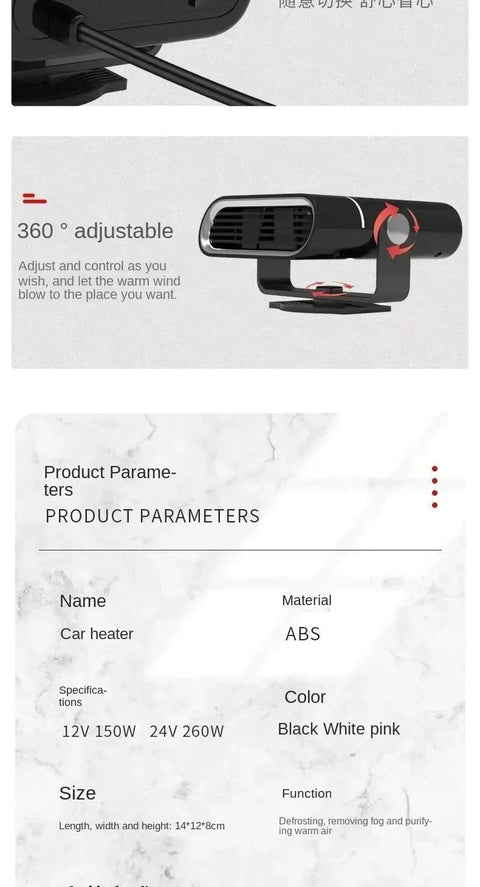 Xiaomi Portable Car Heater Car 12V Heater 24V Car Heater Windshield Automatic Defogging Defrost Heater Fast Heating 2025 New