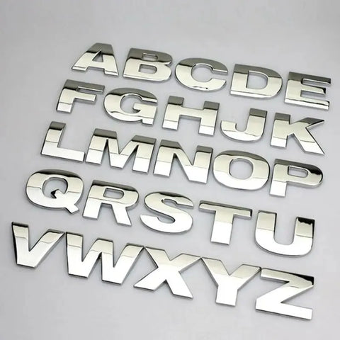 3D Metal DIY Styling Letters Word Alphabet Emblem Decals Numbers Labeling Car Sticker Rear Trunk Logo Digital Badge Accessories