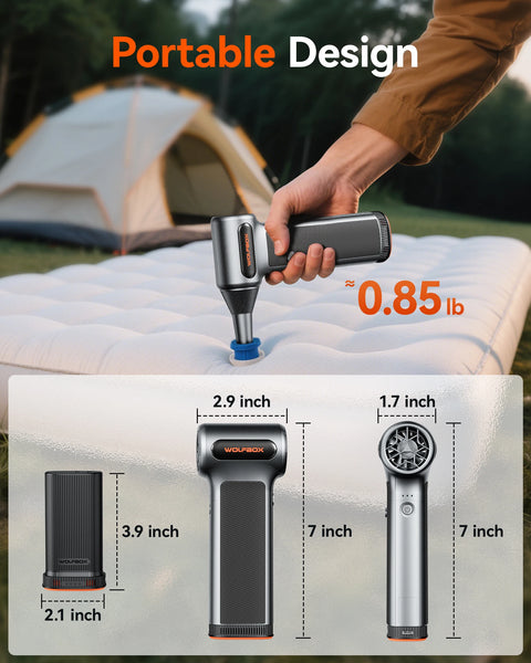 WOLFBOX MF200 Electric Air Duster Air Blower-320g Wind Pressure, Rechargeable 3-Gear Brushless Motor for Car/PC/Home/Outdoor