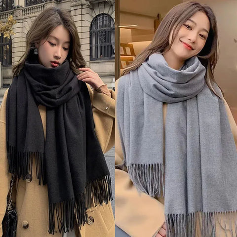 New Black Scarf Cashmere Woman Wool Ladies Scarf Warm Checkered Scarf Women's Winter Scarves Autumn XWJ07