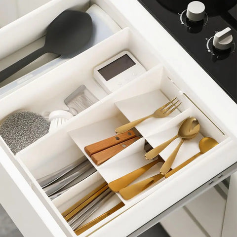 Cutlery Storage Box Adjustable Expandable Drawer Organizer for Kitchen Utensils Cutlery Storage Box with Removable for Tableware