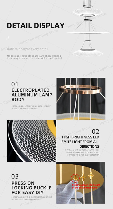 Living Room Chandeliers Restaurant Hanging Lamp Kitchen Pendant Lights Aluminum Chandeliers Villa Ceiling Led Chandelier